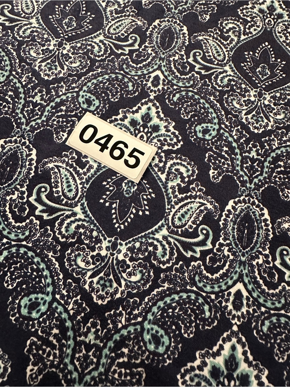 Kim Rogers Petite Paisley Knit Top PM Navy Blue 3 4 Sleeve Stretch - Picture 7 of 7